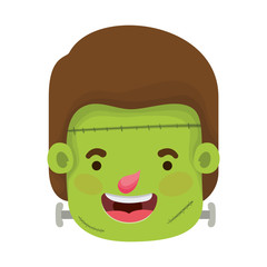 cute little boy head with frankenstein costume