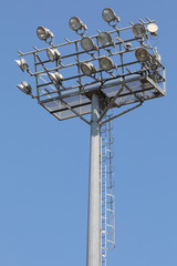 many floodlights in the pole