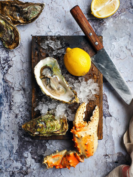 Oysters and crab claw