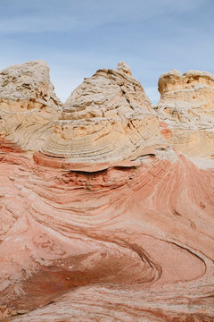 View of eroded sandstone rock formations at dawn, White Pocket, Arizona