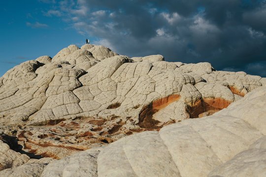 View of eroded sandstone rock formations at dawn, White Pocket, Arizona