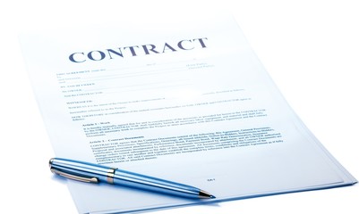 Ballpoint pen on top of a contract