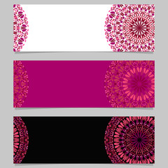 Geometrical horizontal flower mandala banner set - colorful vector graphic elements