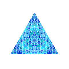 Geometrical ornate isolated triangular pyramid logo template - abstract colorful vector element from triangle tiles