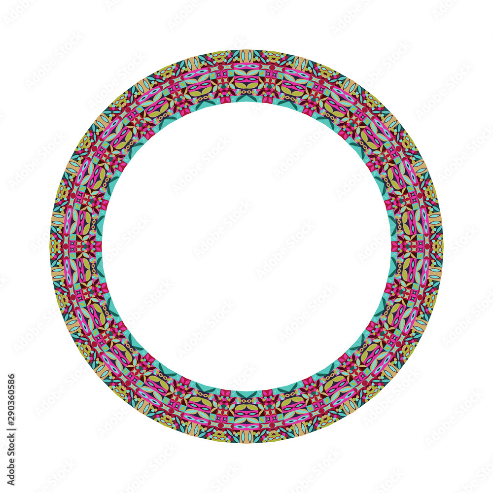 Poster abstract tiled mosaic frame - colorful circular vector design element from geometrical shapes