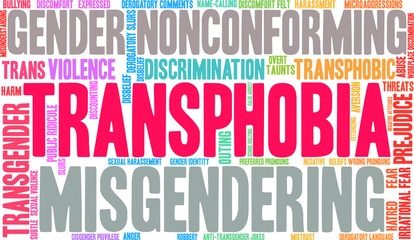 Transphobia Word Cloud on a white background. 