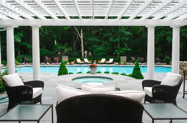 Pool Area in Residential Backyard