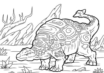 Coloring book for children with a dinosaur © Михаил Пенькевич