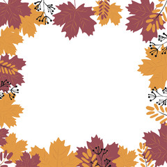 Vignette of autumn leaves, space for text. Banner, flyer