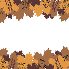 Vignette of autumn leaves, space for text. Banner, flyer