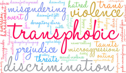 Transphobic Word Cloud on a white background. 