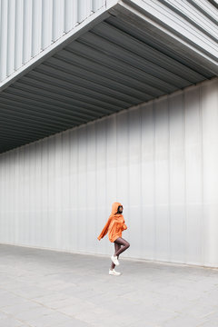 Woman running on street