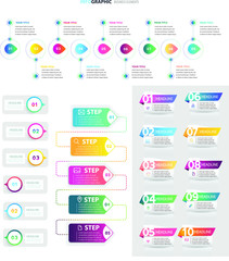 Set of abstract infographic template with a six steps for success. Business circle template with options for brochure, diagram, workflow, timeline, web design. Vector EPS 10
