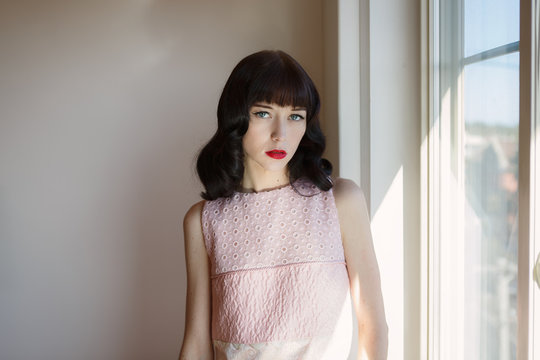 Retro styled portrait with negative space