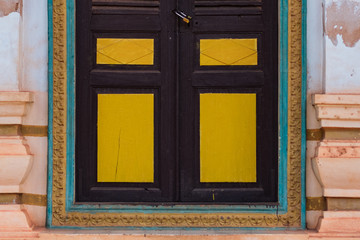 ancient door of a buddhist temple in cambodia