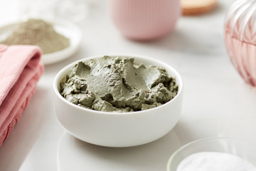 Close-up of organic bentonite mask for purification and detox.