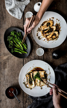 Boletus sauteed with bimi