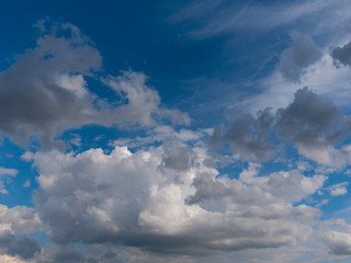 Beautiful various forms clouds in the high sky