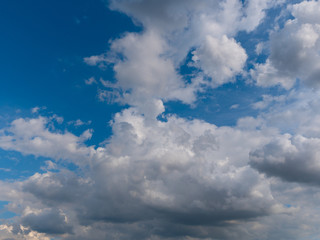 Beautiful various forms clouds in the high sky