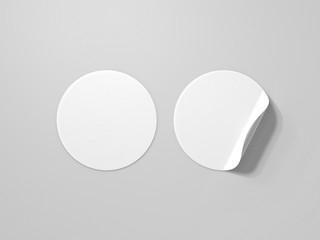Blank curled sticker mockup. 3D rendering