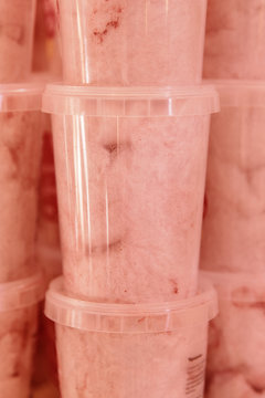 Plastic containers with sweet cotton candy