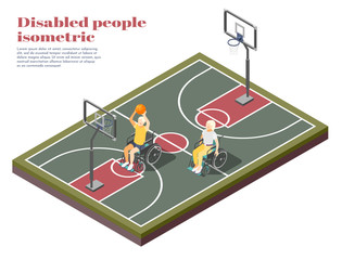 Disabled People Isometric Composition