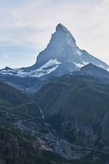 Fototapeta na wymiar Blue Matterhorn Peak in Switzerland