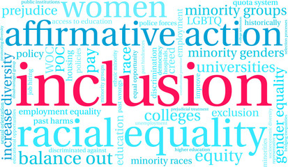 Inclusion Word Cloud on a white background. 