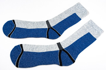 Gray-blue socks on a white background