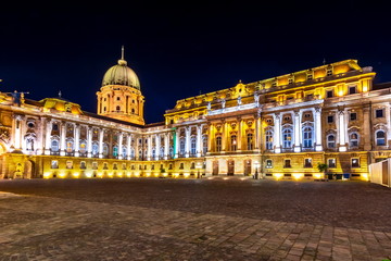 Fototapeta na wymiar Royal Palace of Buda at night, Budapest, Hungary 