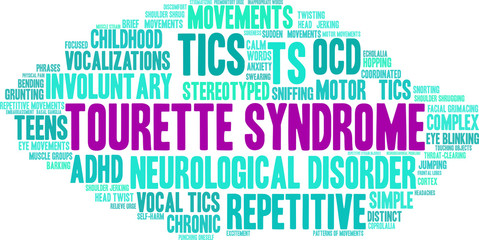 Tourette Syndrome Word Cloud on a white background. 