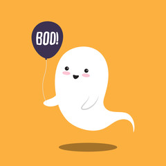 Happy flying Ghost with speech bubble Boo