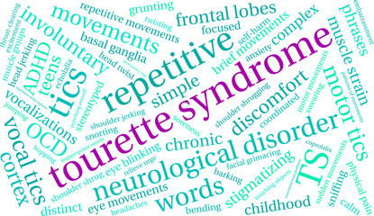 Tourette Syndrome Word Cloud on a white background. 