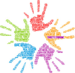 Tourette Syndrome Word Cloud on a white background. 