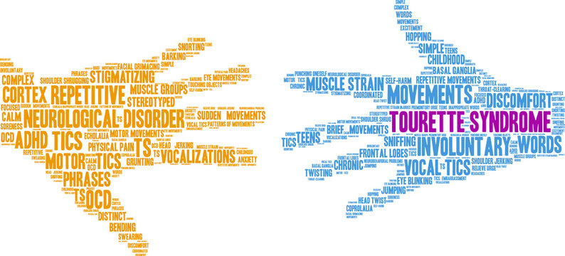 Tourette Syndrome Word Cloud on a white background. 