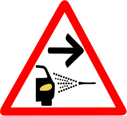 Car wash invitation warning red triangular caution road sign