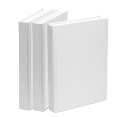 Three books. White paper book blank template isolated on white background. mock-up