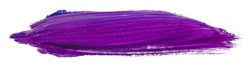Obraz na płótnie Canvas violet purple acrylic paint stain on a white background with a textured brush texture element for design
