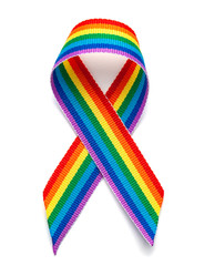 LGBT rainbow ribbon pride tape symbol. Stop homophobia. Isolated on a white background