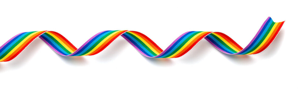 LGBT rainbow ribbon pride symbol. Isolated on a white background