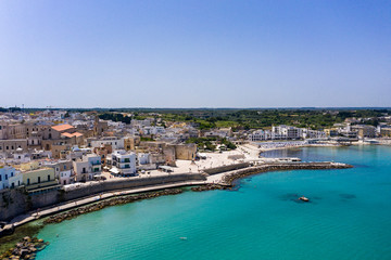 Fototapeta na wymiar Aerial view of Otranto with Harbour and Castle, Lecce province, Salento peninsula, Puglia, Italy