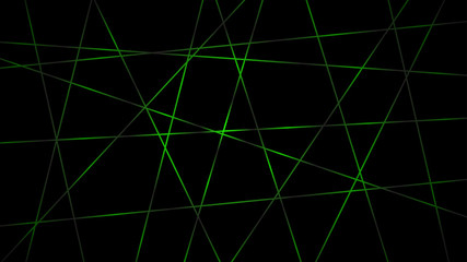 Abstract dark background of intersecting lines in green colors