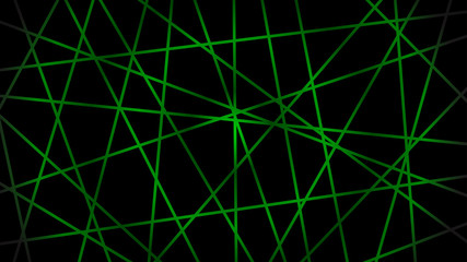 Abstract dark background of intersecting lines in green colors