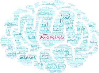 Fototapeta na wymiar Vitamins Word Cloud on a white background. 