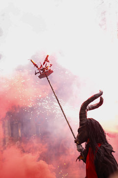 Traditonal devil folklore party of fire, correfoc