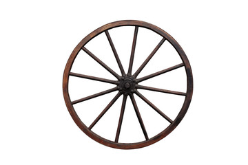 Fototapeta premium Wooden wheel isolated on the white background