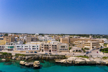 Naklejka na ściany i meble Aerial view of Otranto with Harbour and Castle, Lecce province, Salento peninsula, Puglia, Italy