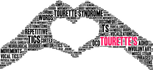 Tourette's Word Cloud on a white background. 