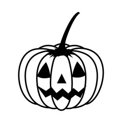 halloween pumpkin with face and leafs