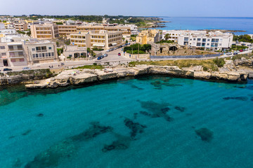 Fototapeta na wymiar Aerial view of Otranto with Harbour and Castle, Lecce province, Salento peninsula, Puglia, Italy
